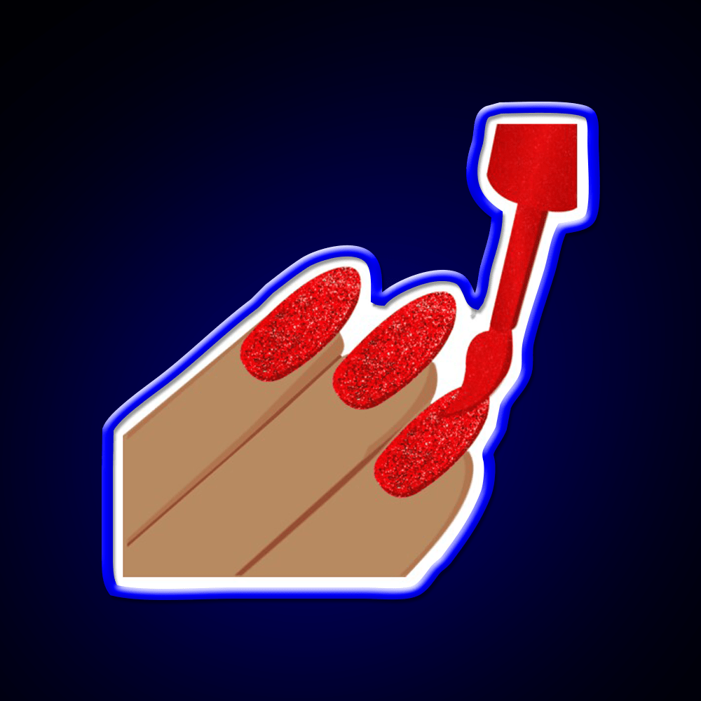 Red Glitter Nails Emoji Nail Salon Led Neon Sign Rgb Color - Shineneon