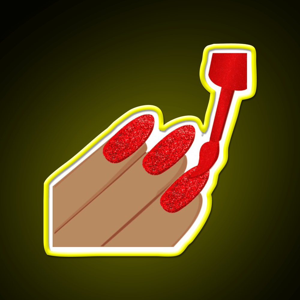 Red Glitter Nails Emoji Nail Salon Led Neon Sign Rgb Color - Shineneon