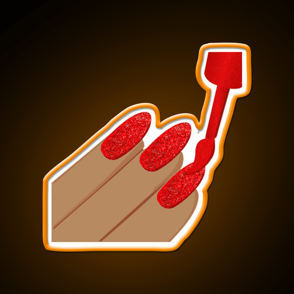 Red Glitter Nails Emoji Nail Salon Led Neon Sign Rgb Color - Shineneon