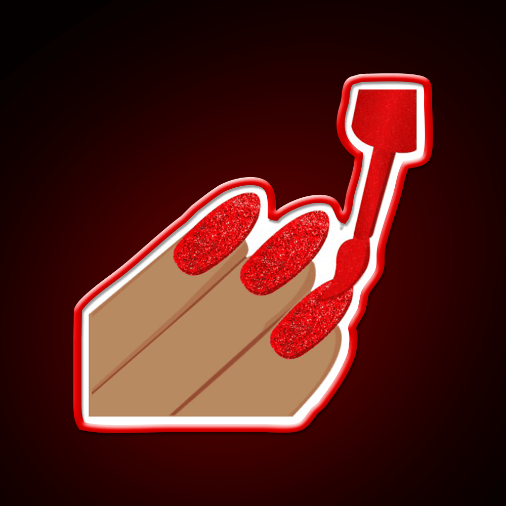 Red Glitter Nails Emoji Nail Salon Led Neon Sign Rgb Color - Shineneon