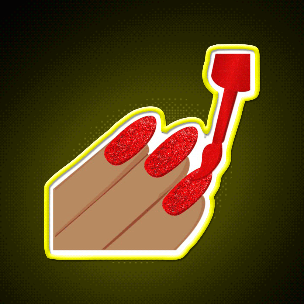 Red Glitter Nails Emoji Nail Salon Led Neon Sign Rgb Color - Custom LED neon sign front view