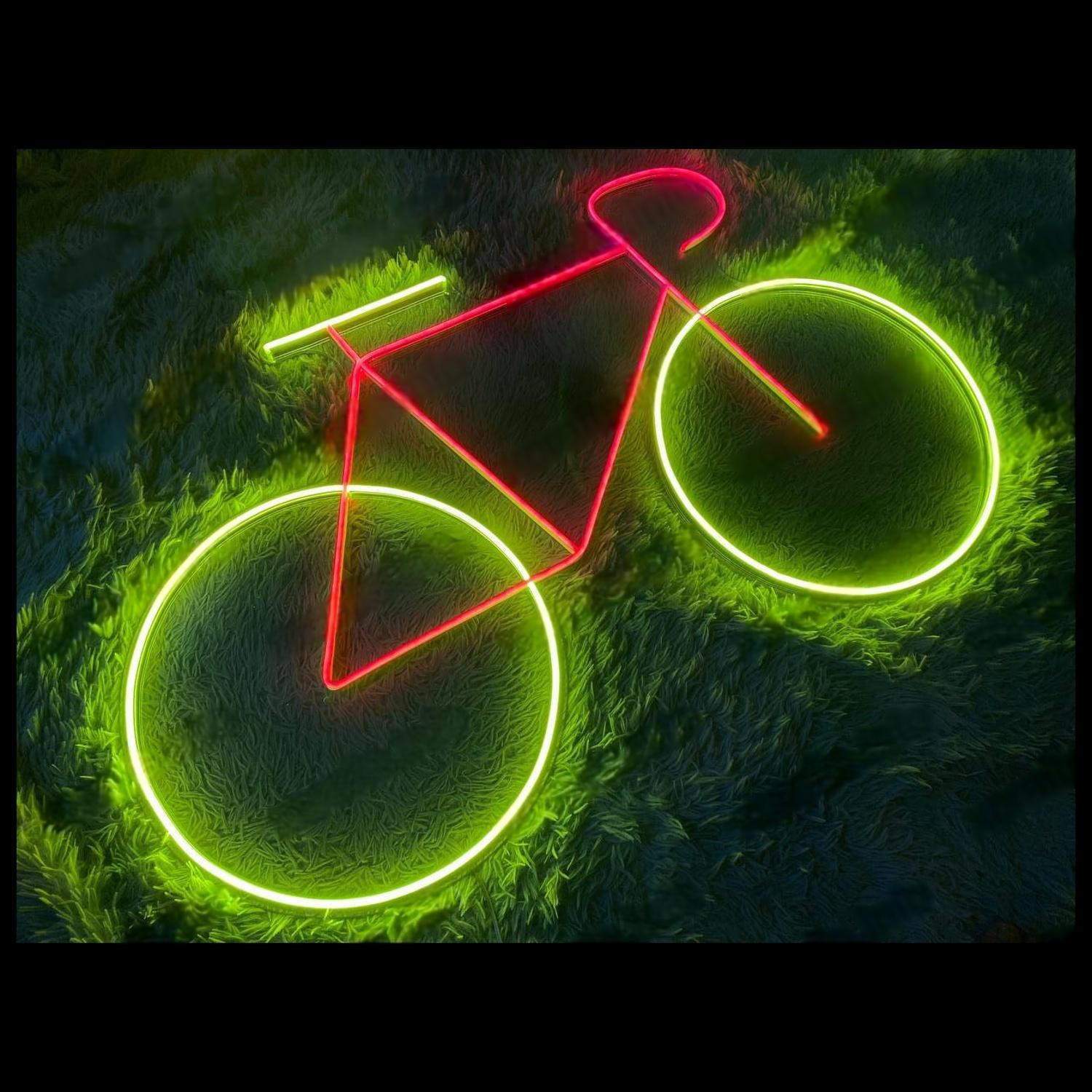 Red-Green Bicycle Led Neon Sign Bike Shop Cafe Wall Art | Shineneon