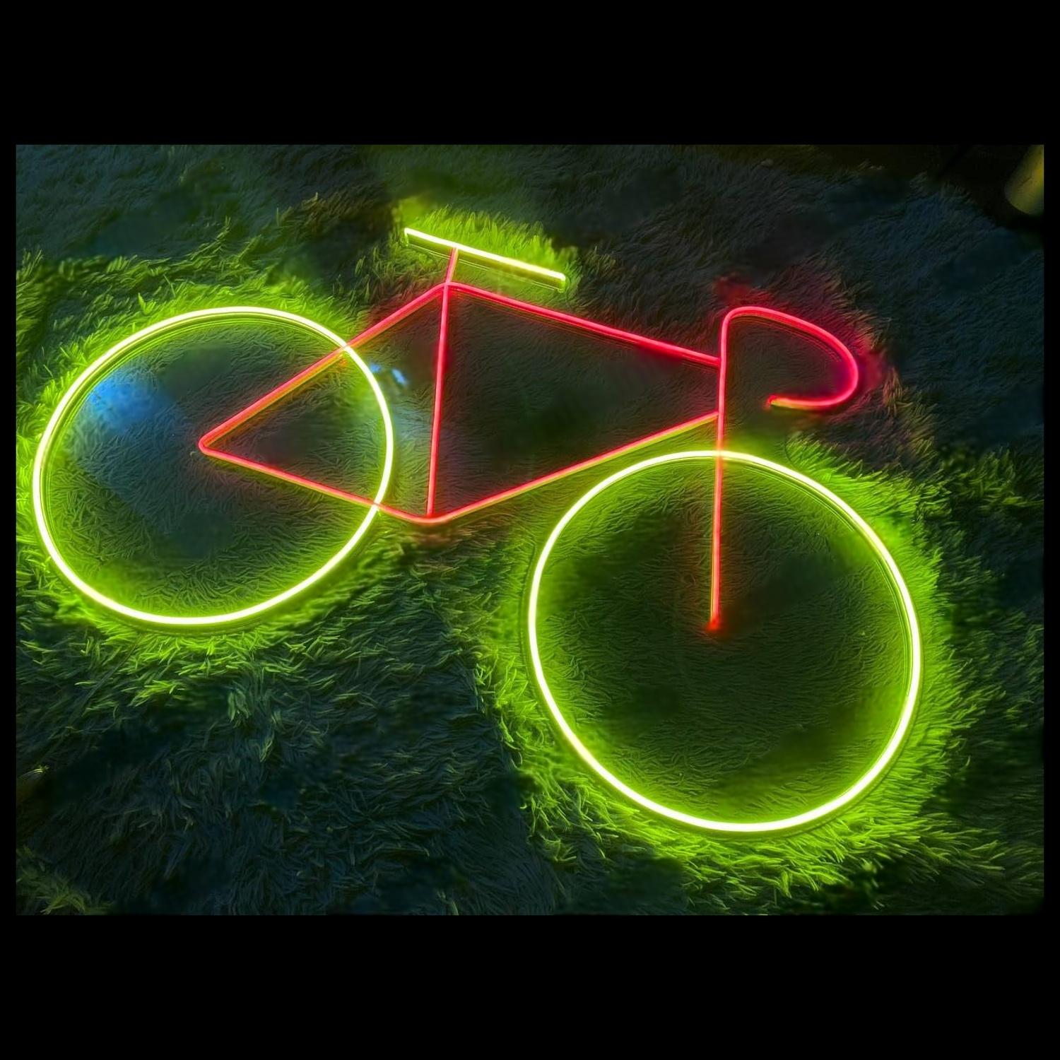 Red-Green Bicycle Led Neon Sign Bike Shop Cafe Wall Art | Shineneon