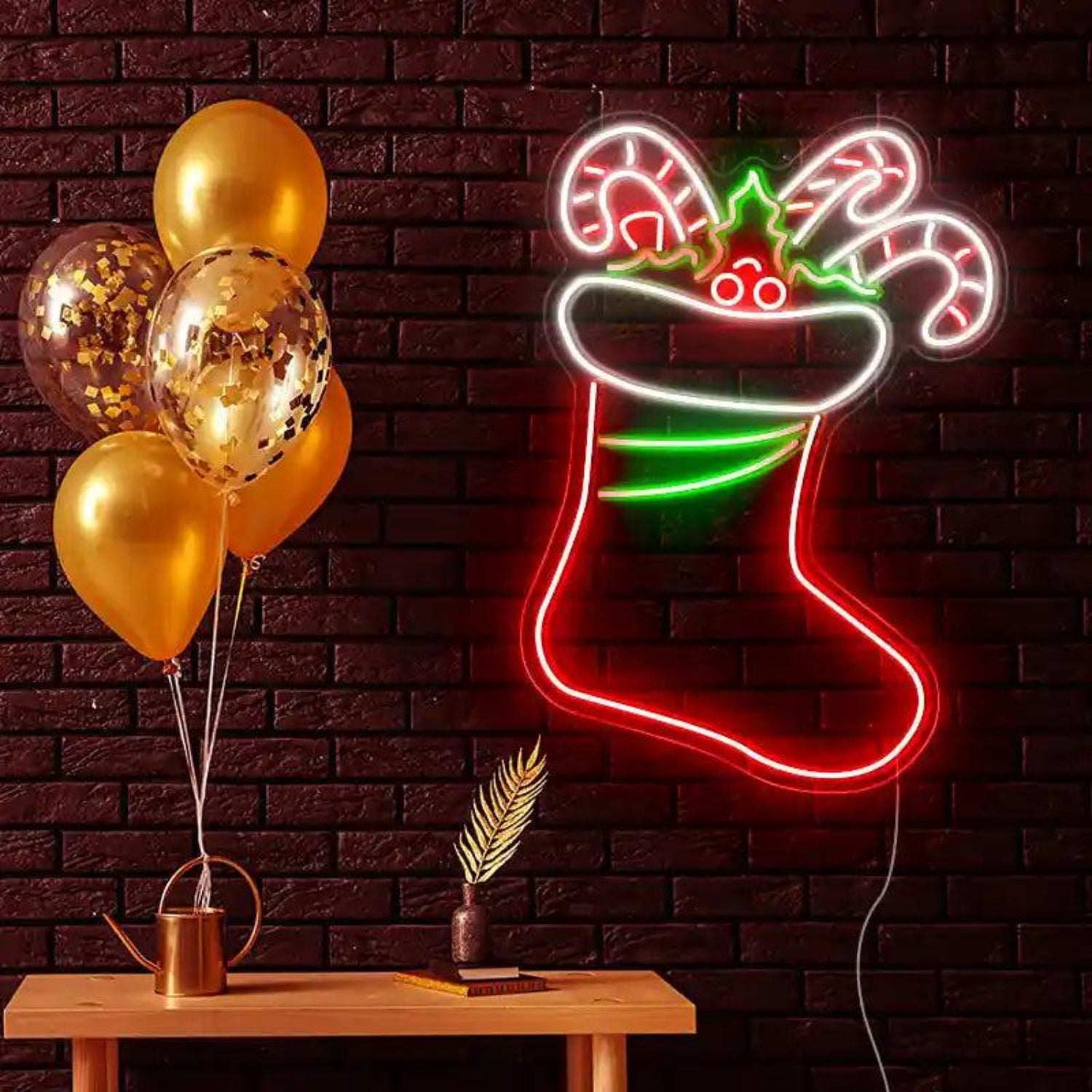 Red Green White Christmas Sock Led Neon Sign For Indoor Holiday Decor | Shineneon