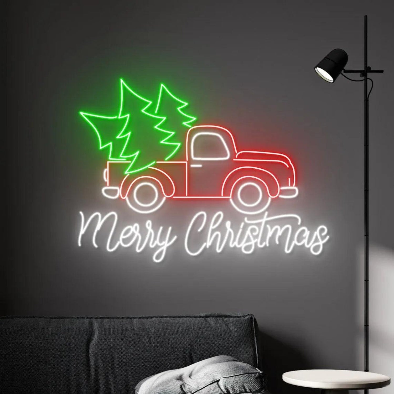 Red Green White Truck Merry Christmas Led Neon Sign For Indoor Holiday Decor | Shineneon
