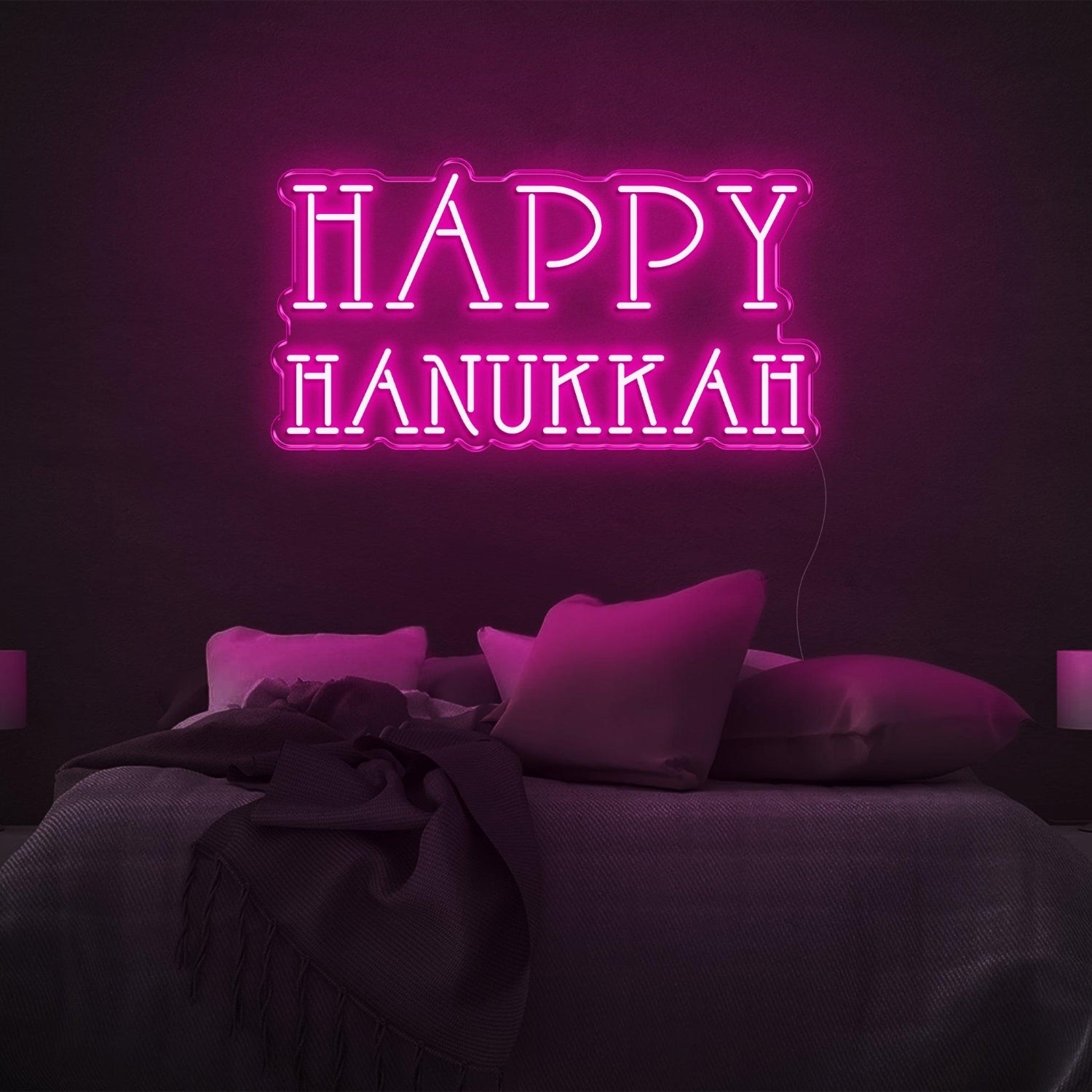 Red Happy Hanukkah Led Neon Sign For Bedroom Holiday Decor | Shineneon
