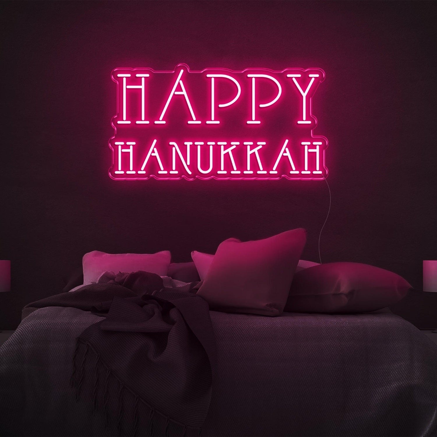 Red Happy Hanukkah Led Neon Sign For Bedroom Holiday Decor | Shineneon