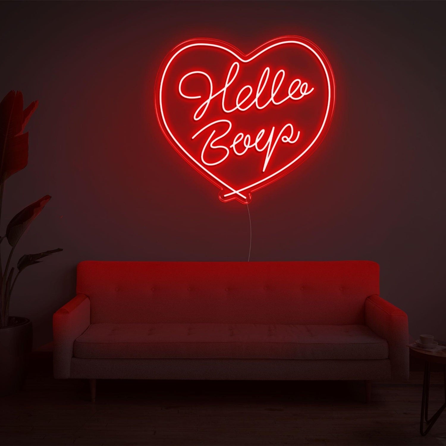 Red Heart Hello Beep Led Neon Sign For Indoor Wall Decor | Shineneon