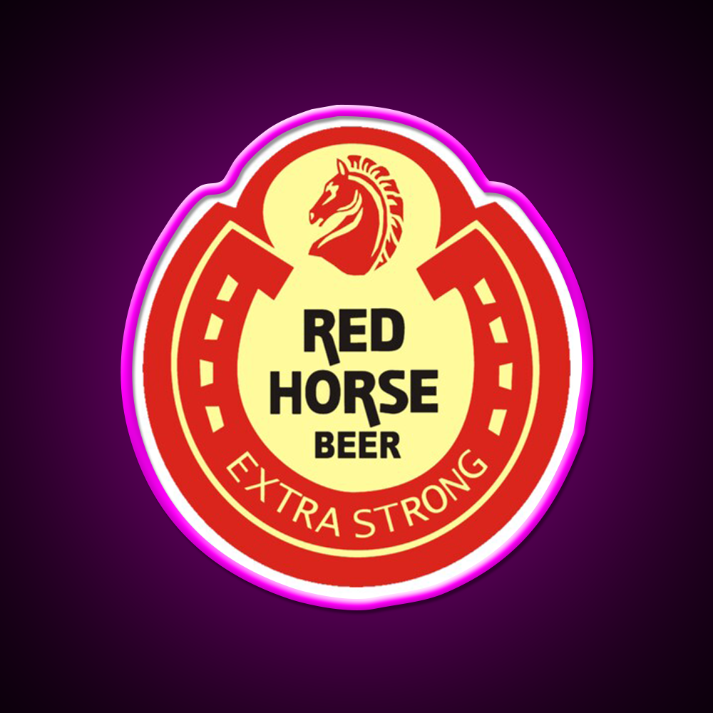Red Horse Beer Logo Beer Bar Decor Led Neon Sign Rgb Color - Neon sign mounted on wall in room