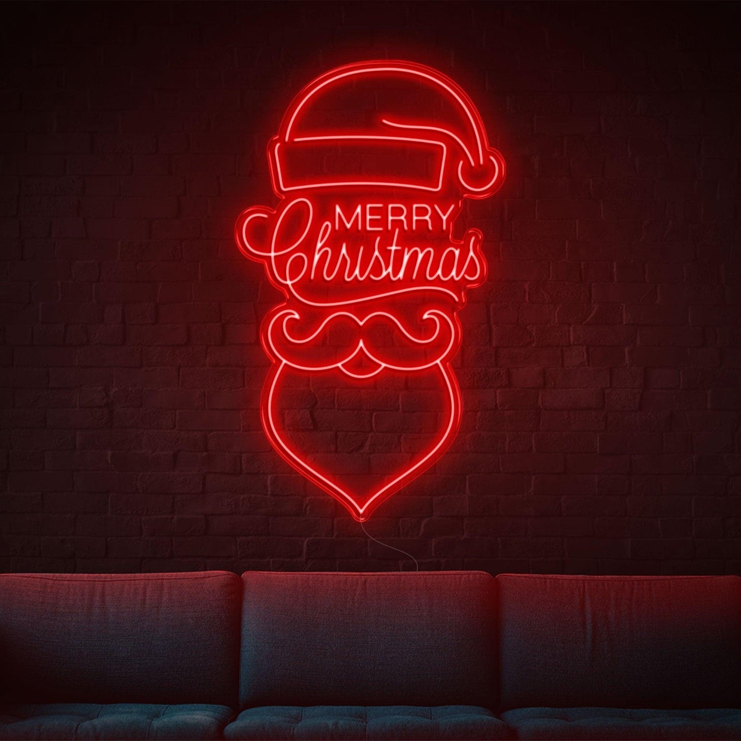 Red Merry Christmas Santa Face Led Neon Sign For Indoor Holiday Decor | Shineneon