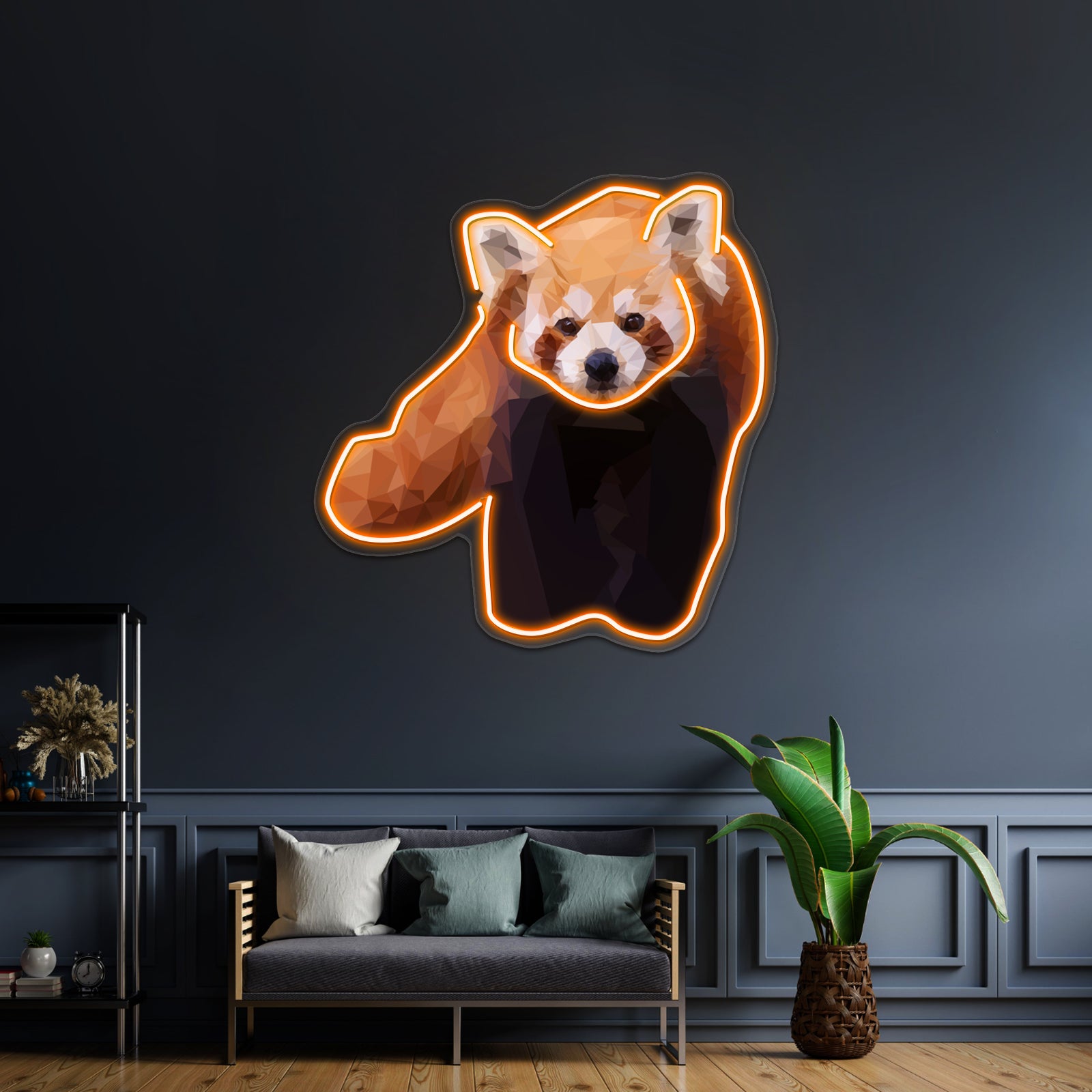 Red Panda Low Poly Geometric Triangles Endangered Animal Art Wall Artwork Neon Signs | Shineneon