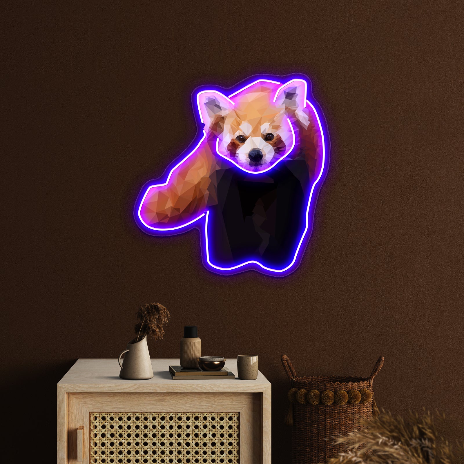 Red Panda Low Poly Geometric Triangles Endangered Animal Art Wall Artwork Neon Signs | Shineneon