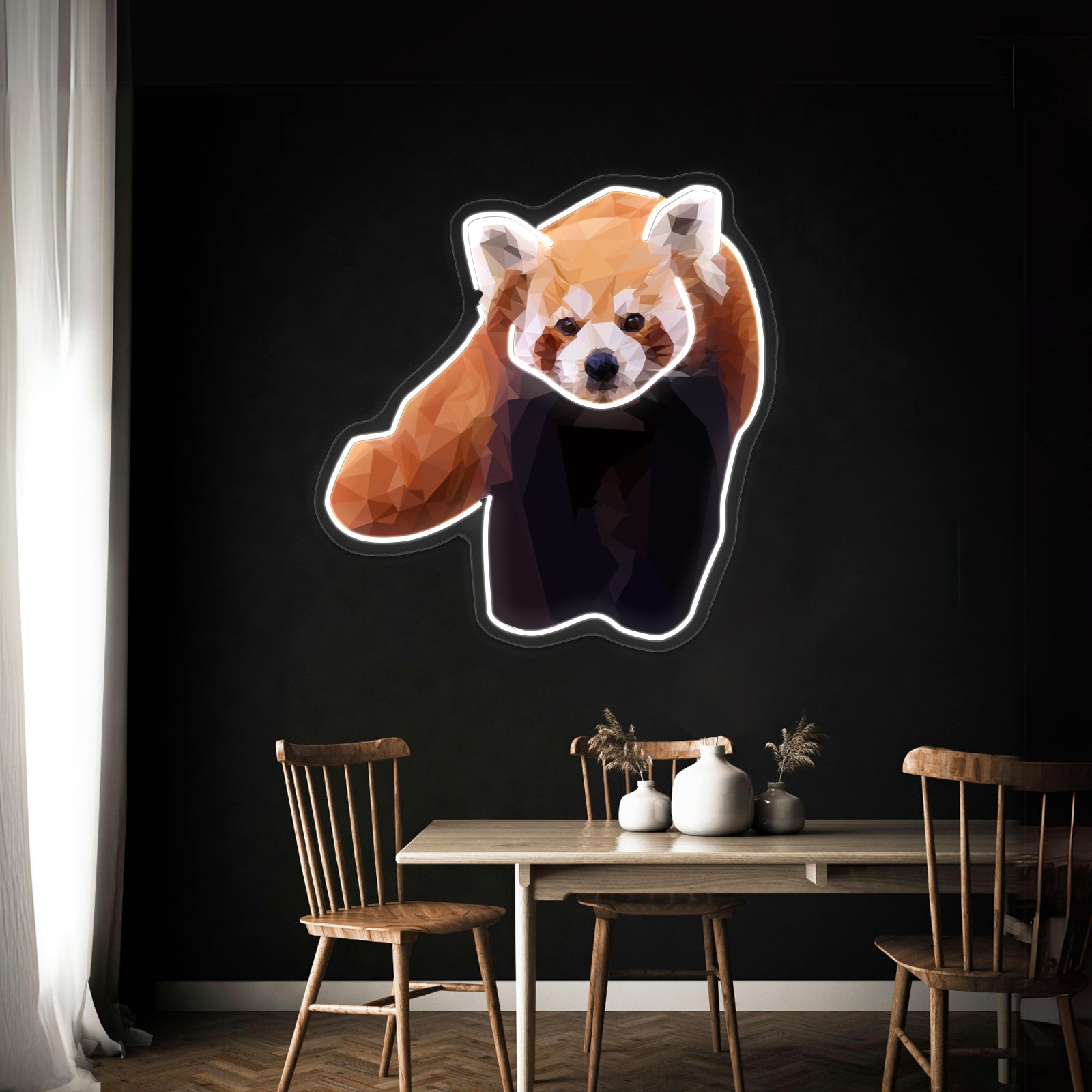Red Panda Low Poly Geometric Triangles Endangered Animal Art Wall Artwork Neon Signs | Shineneon
