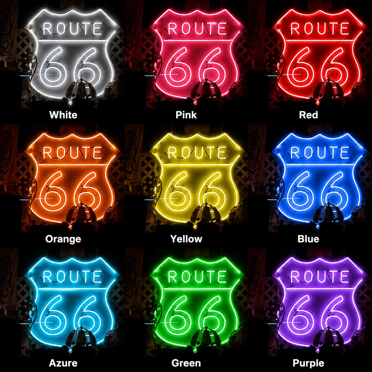 Red Route 66 Shield Neon Sign LED Neon Sign color grid