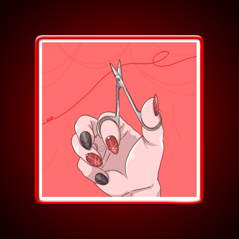 Red String Cut It Nail Salon Led Neon Sign Rgb Color - Shineneon