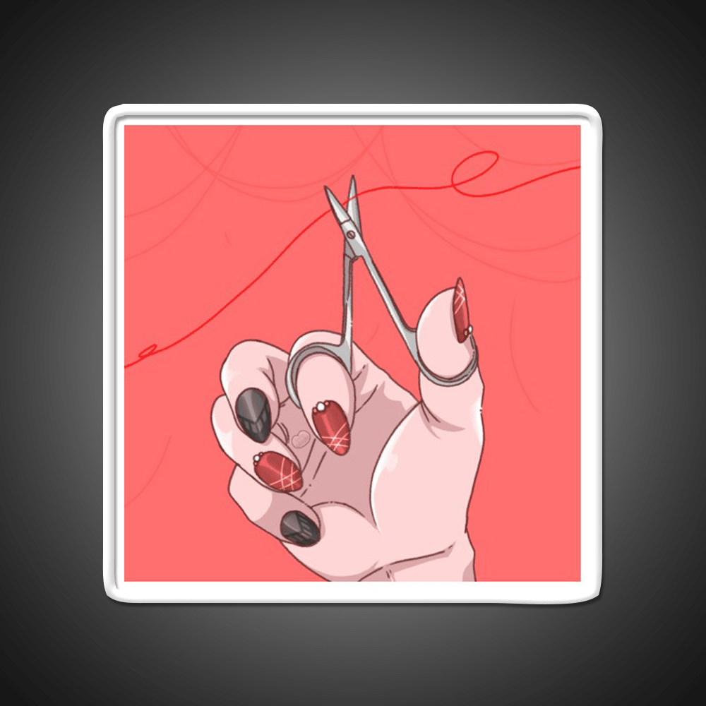 Red String Cut It Nail Salon Led Neon Sign Rgb Color - Shineneon