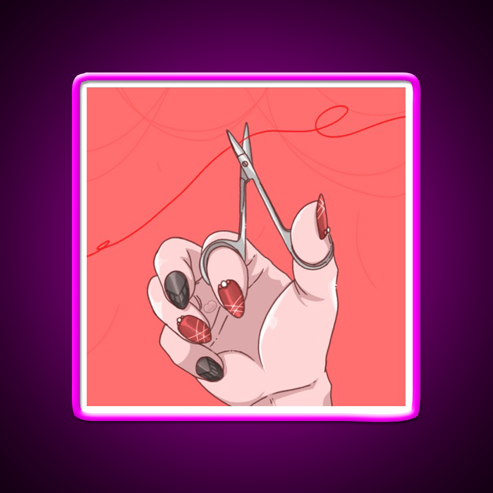 Red String Cut It Nail Salon Led Neon Sign Rgb Color - Shineneon