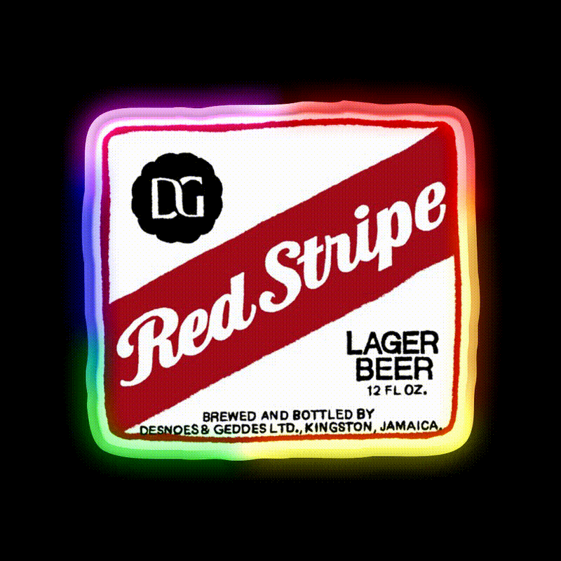 Red Stripe Transparent Pop Beer Bar Decor Led Neon Sign Rgb Color - LED neon sign close-up detail