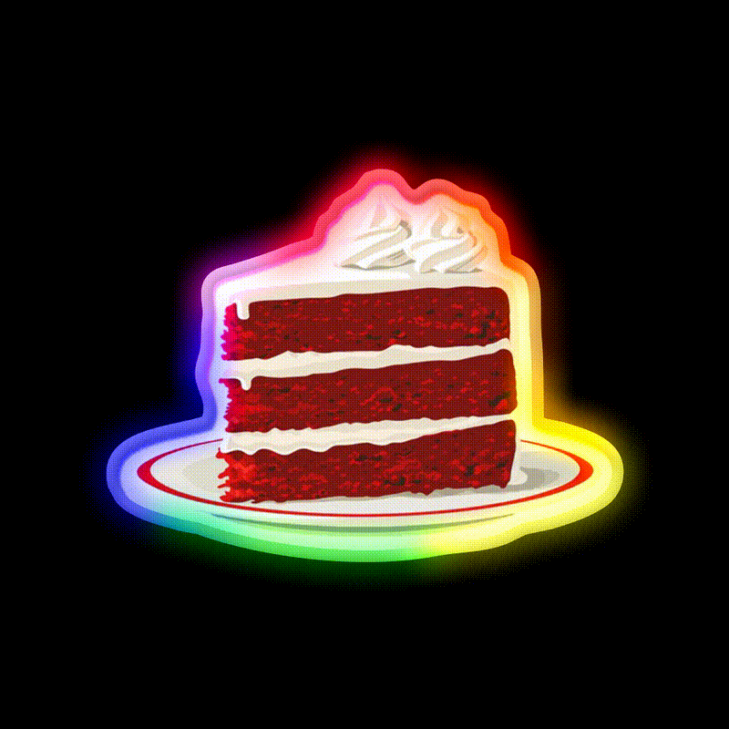 Red Velvet Cake Snack Food Led Neon Sign Rgb Color - LED neon sign close-up detail