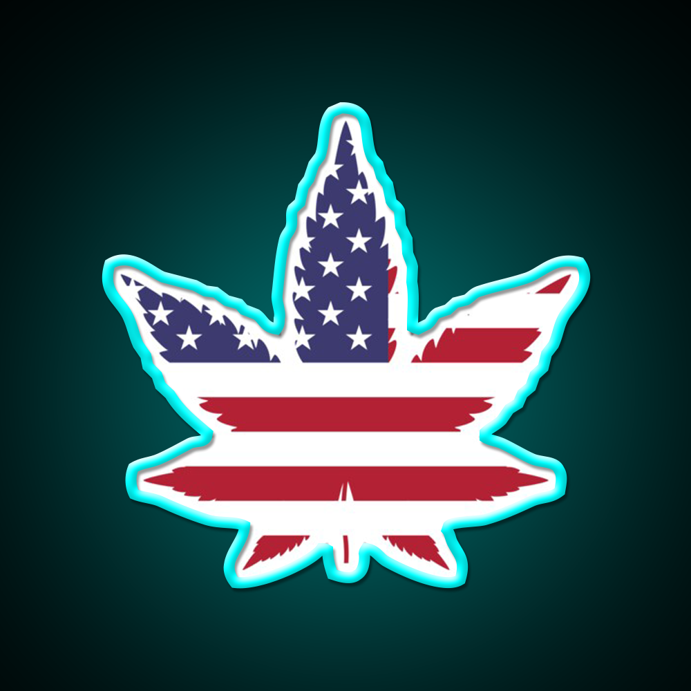 Red White And Blue Leaf Hemp Inspired Green Leaf Led Neon Sign Rgb Color - Size and dimension reference