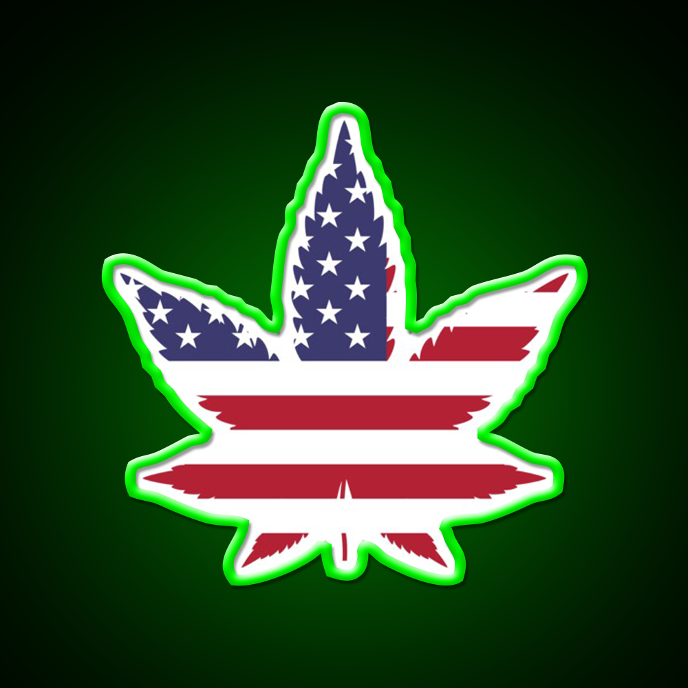 Red White And Blue Leaf Hemp Inspired Green Leaf Led Neon Sign Rgb Color - LED neon sign view 8