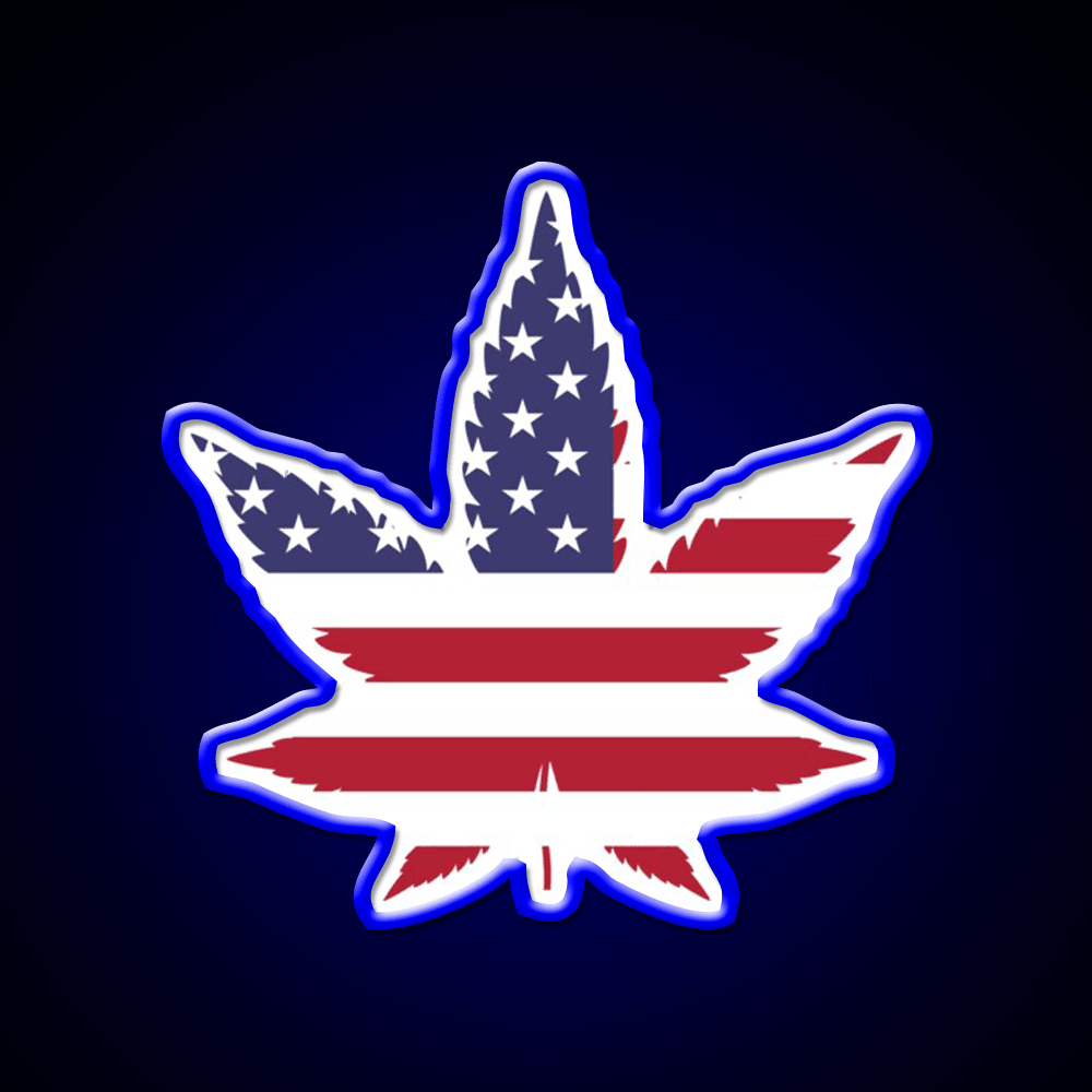 Red White And Blue Leaf Hemp Inspired Green Leaf Led Neon Sign Rgb Color - Shineneon
