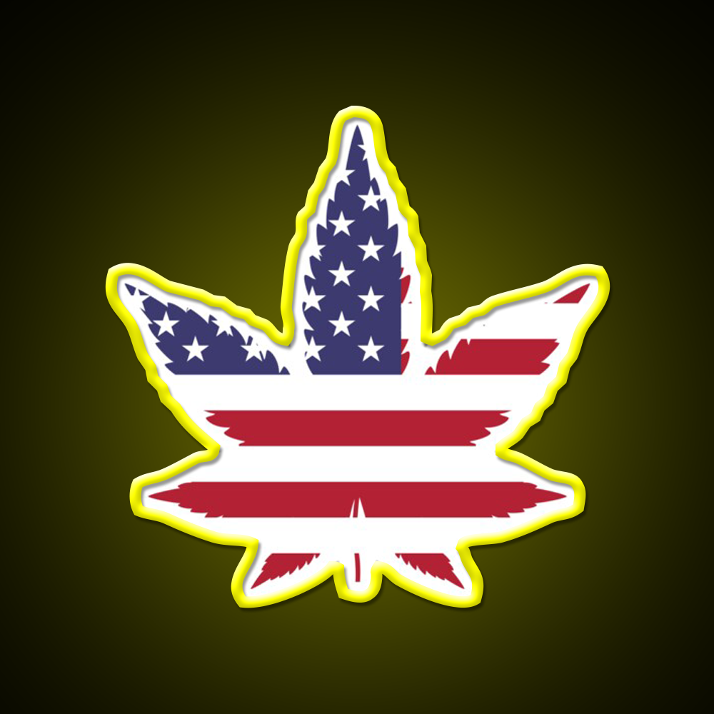 Red White And Blue Leaf Hemp Inspired Green Leaf Led Neon Sign Rgb Color - LED neon sign view 7