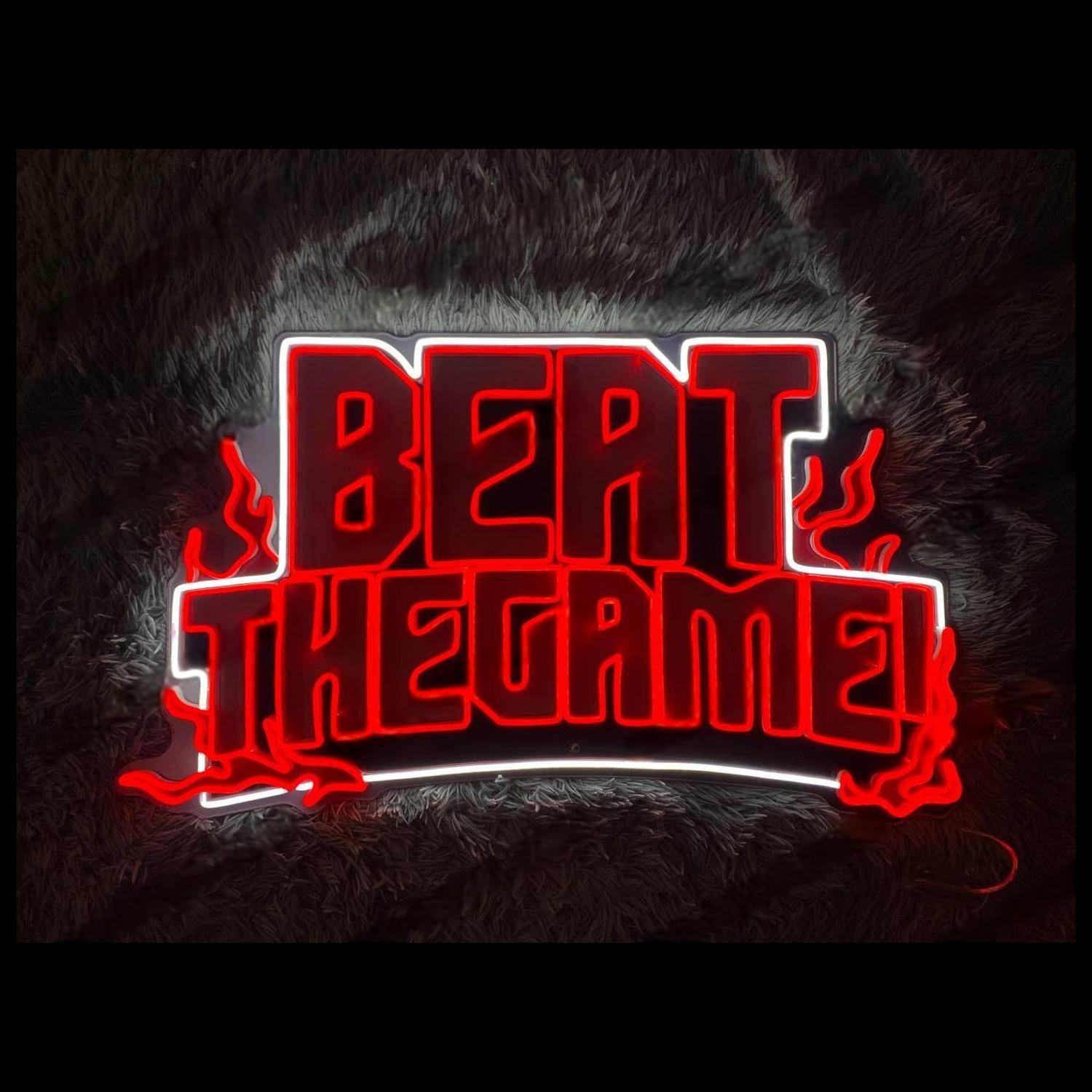 Red-White Flame Beat The Game Led Neon Sign For Gaming Room | Shineneon