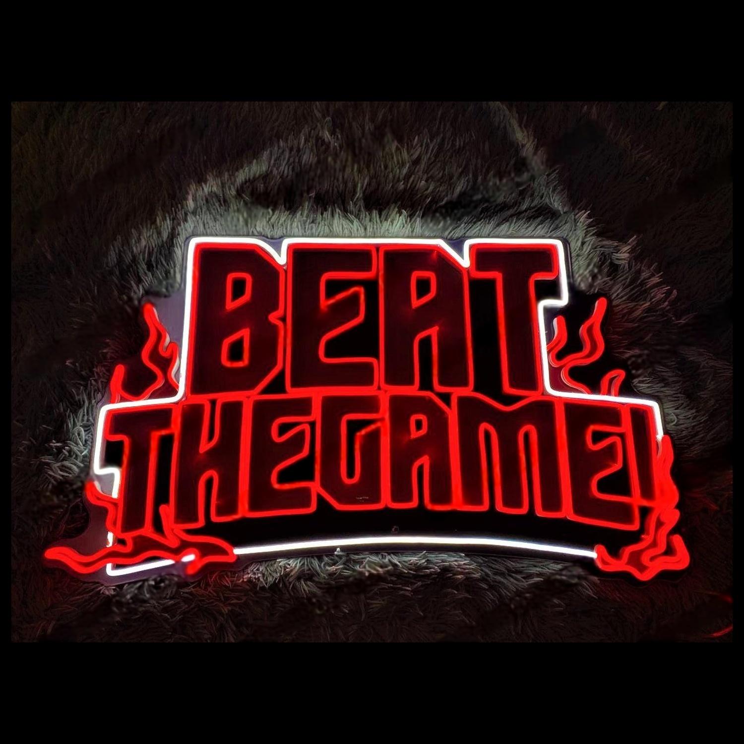 Red-White Flame Beat The Game Led Neon Sign For Gaming Room | Shineneon