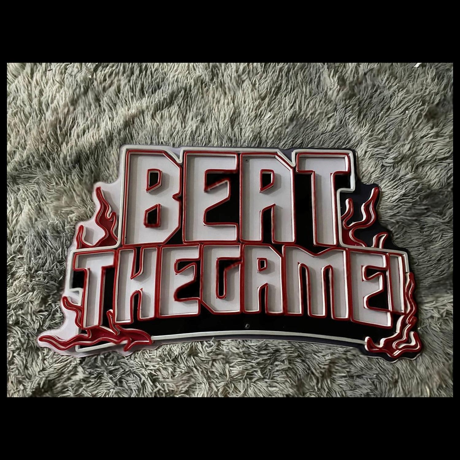 Red-White Flame Beat The Game Led Neon Sign For Gaming Room | Shineneon