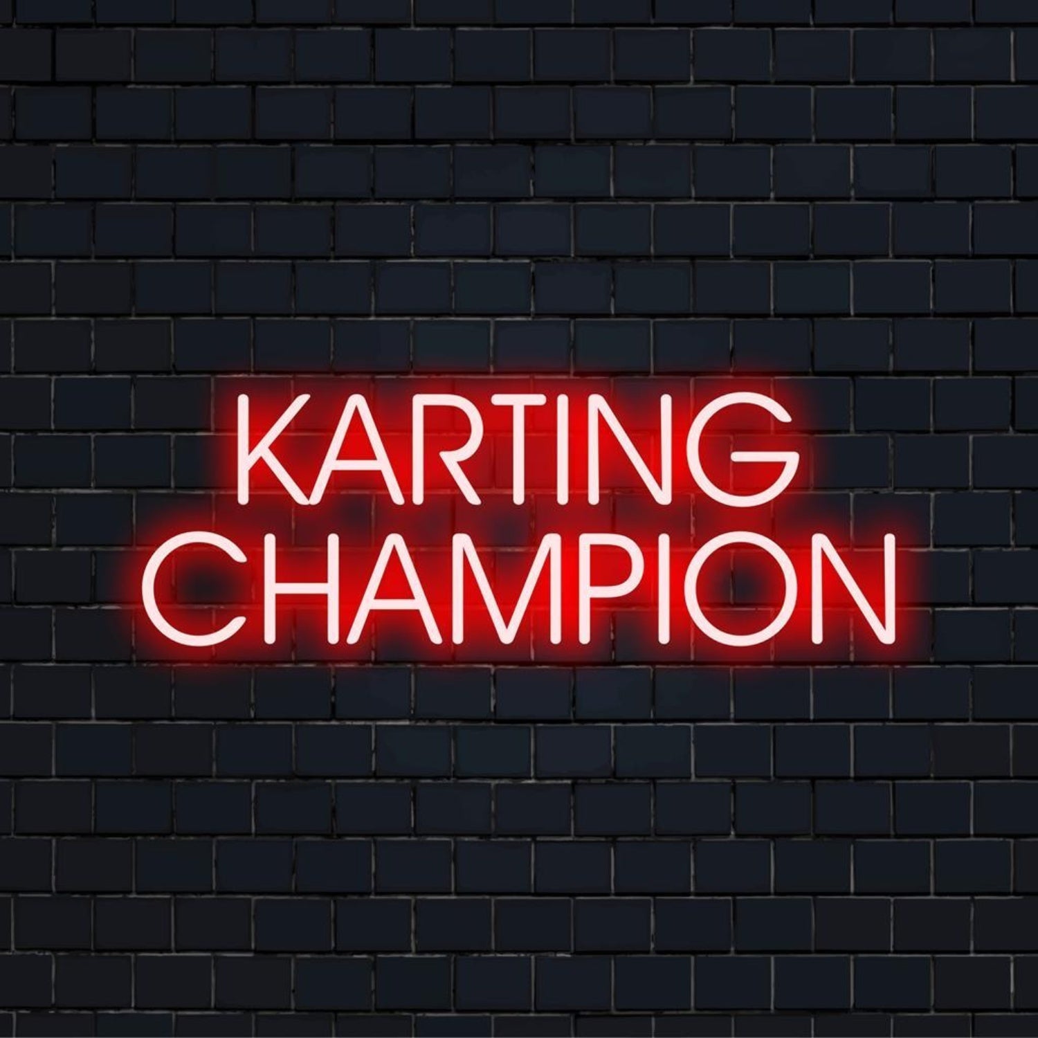 Red - White Karting Champion Led Neon Sign Racing Wall Art - Shineneon