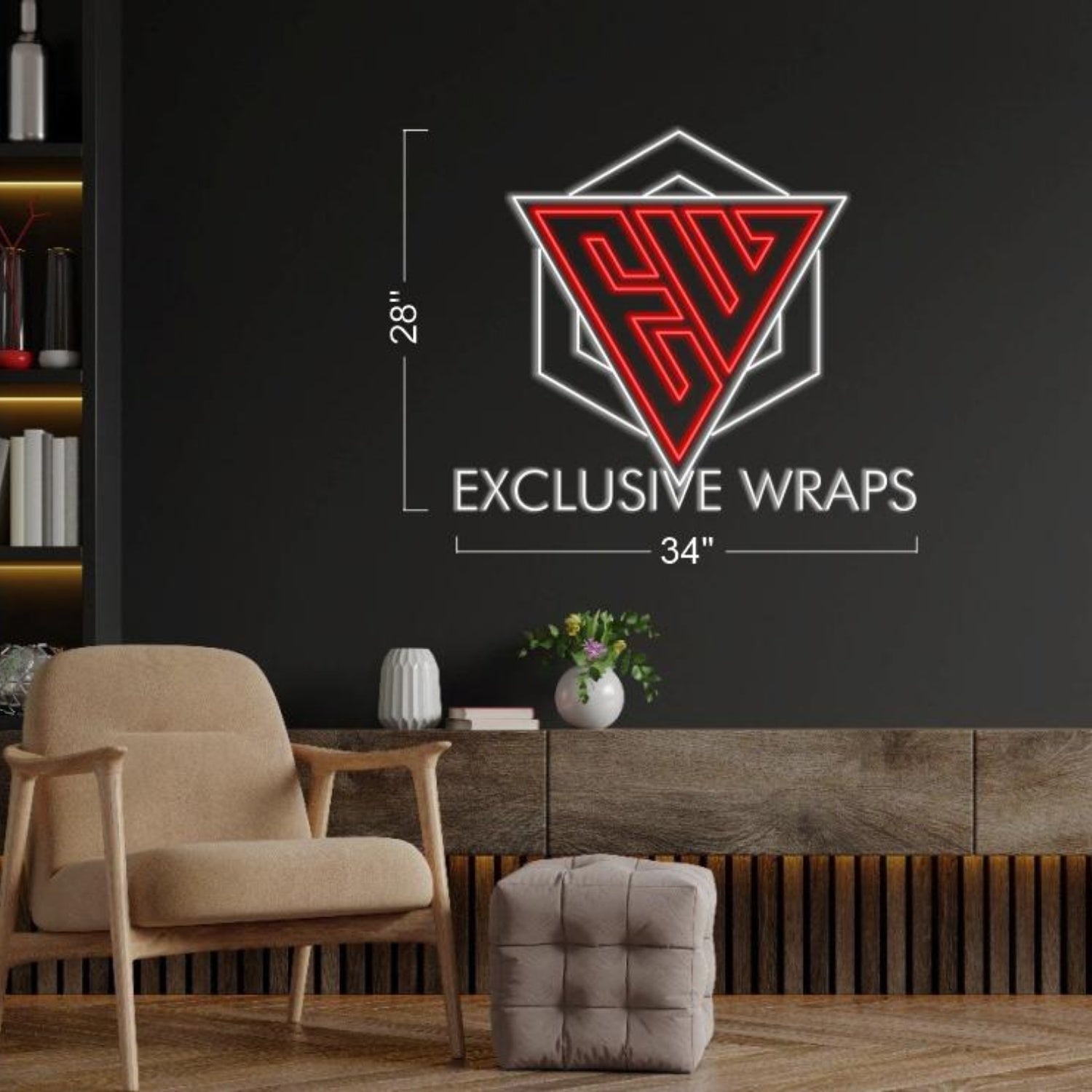 Red-White Triangle Exclusive Wraps Led Neon Sign For Indoor Business Decor | Shineneon