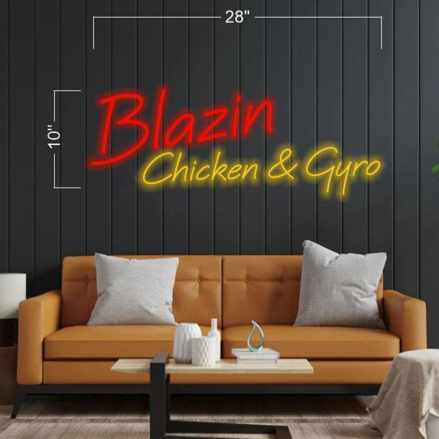 Red-Yellow Blazin Chicken And Gyro Led Neon Sign For Restaurant Home Decor | Shineneon