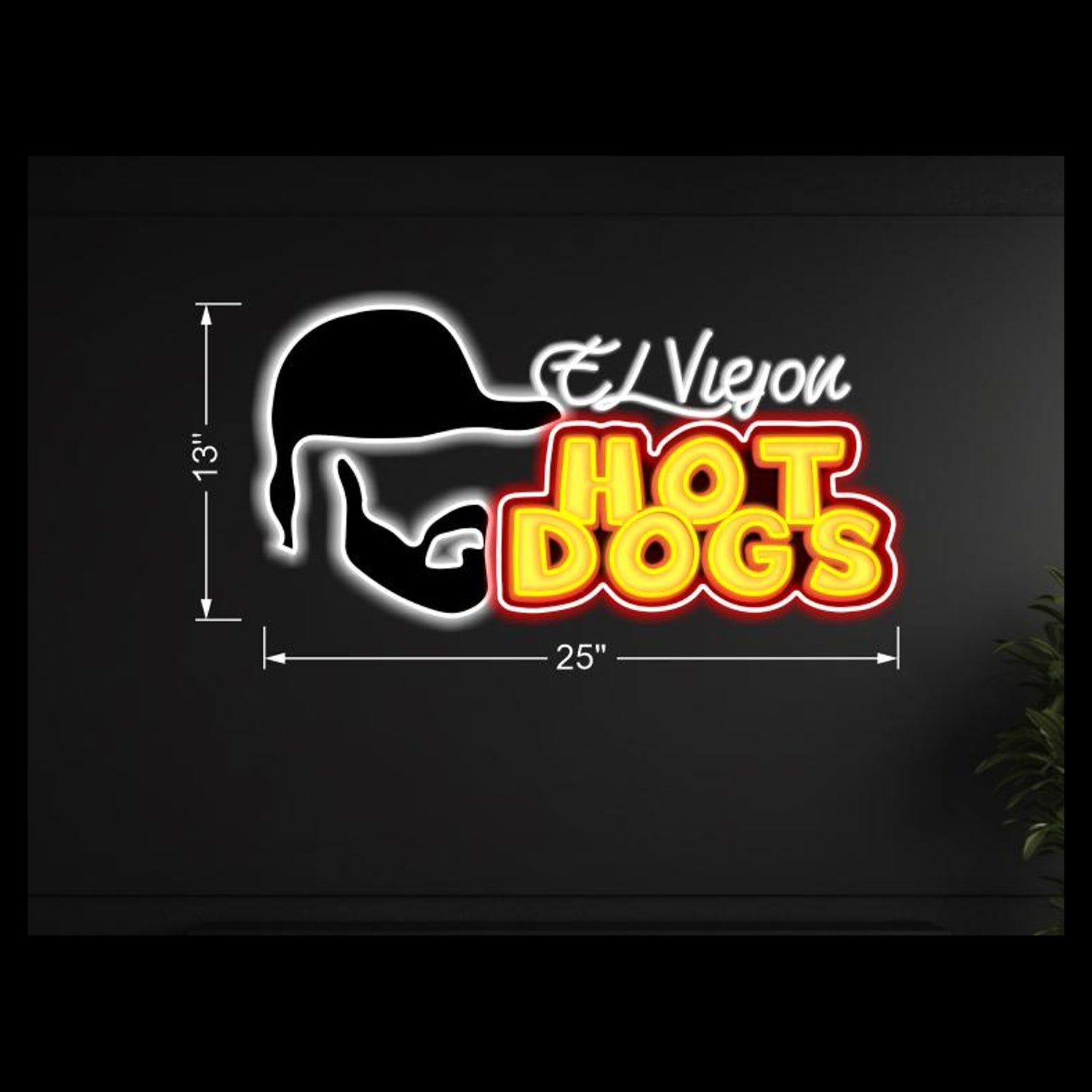 Red-Yellow-White El Viejon Hotdogs Led Neon Sign For Hotdog Shop Wall Decor | Shineneon