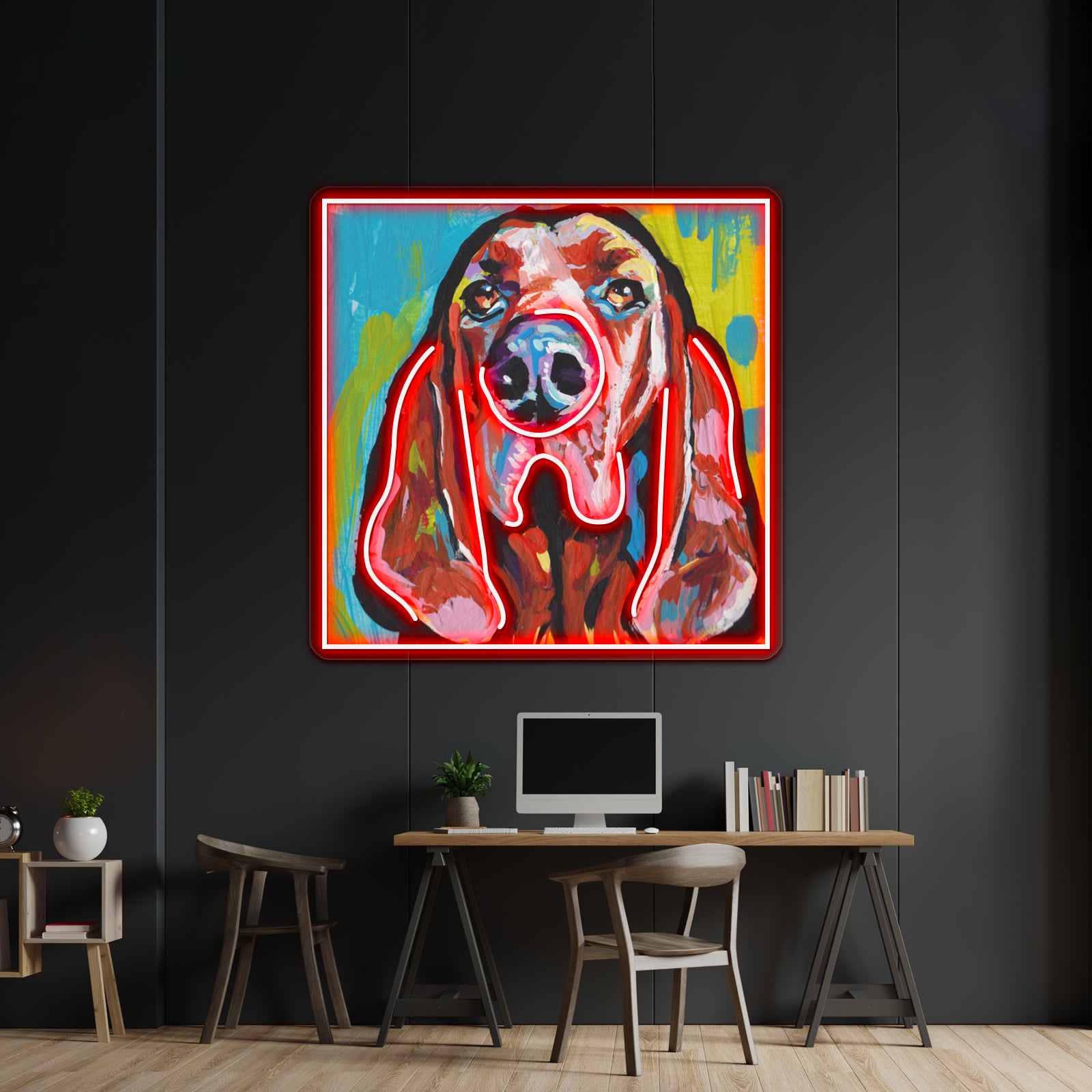 Redbone Coonhound Dog Colorful Artwork Led Signs For Room | Shineneon