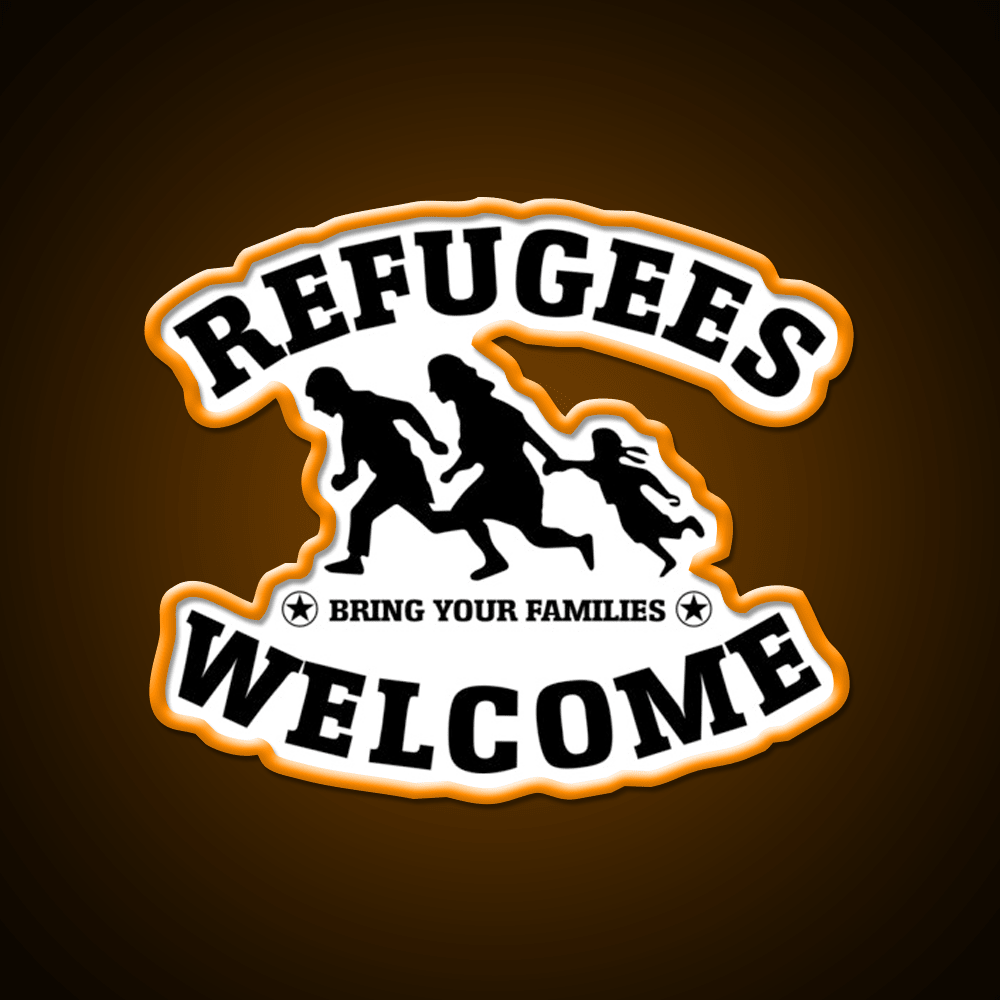 Refugees Welcome Peace Love Fluchtling Welcome Led Neon Sign Open Sign Rgb Color - Shineneon