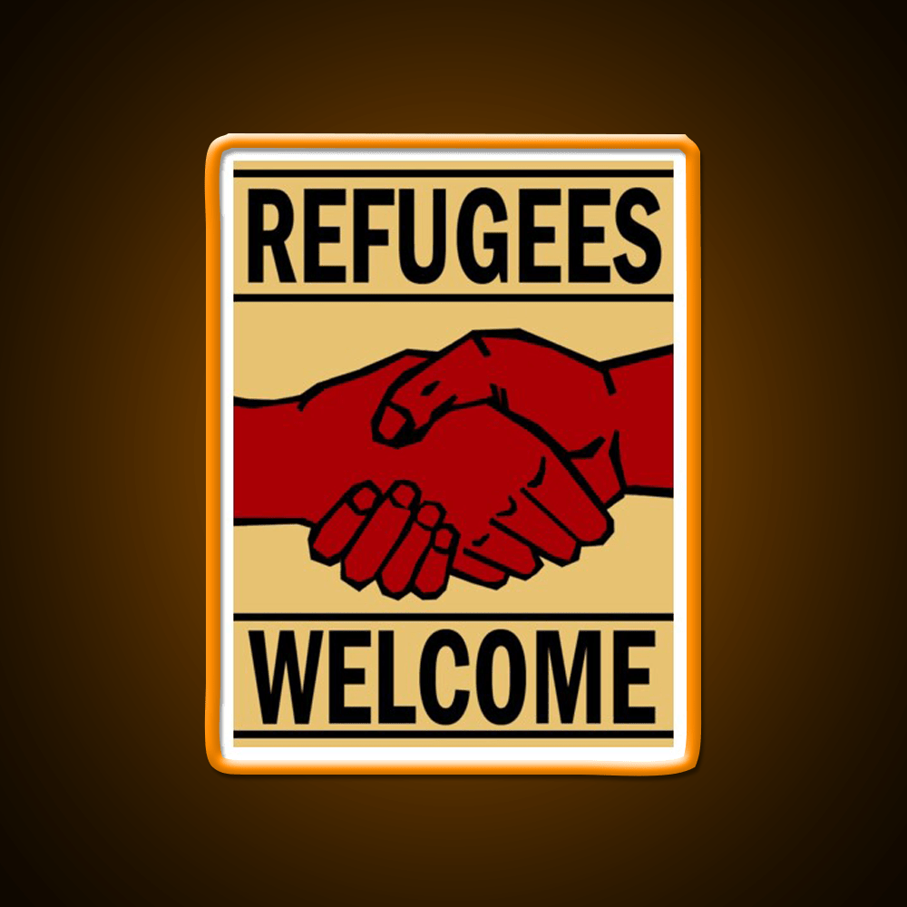Refugees Welcome Welcome Led Neon Sign Open Sign Wall Art Rgb Color - Shineneon