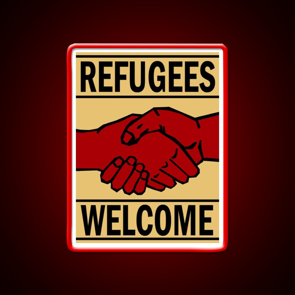 Refugees Welcome Welcome Led Neon Sign Open Sign Wall Art Rgb Color - Shineneon