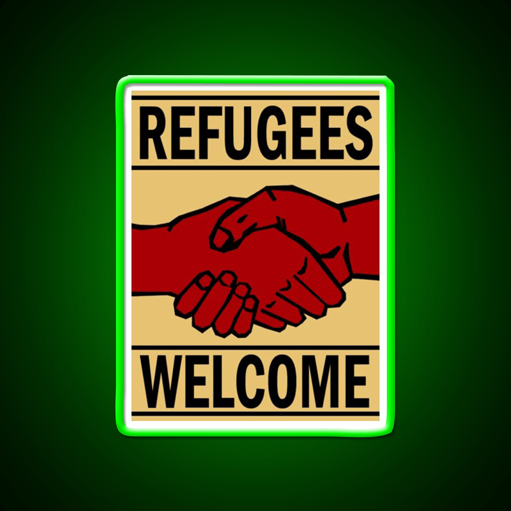 Refugees Welcome Welcome Led Neon Sign Open Sign Wall Art Rgb Color - Shineneon
