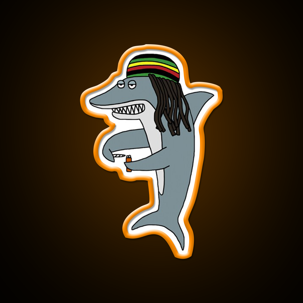 Reggae Shark Funny Dreadlock Rasta Hemp Inspired Green Leaf Led Neon Sign Rgb Color - LED neon sign view 6