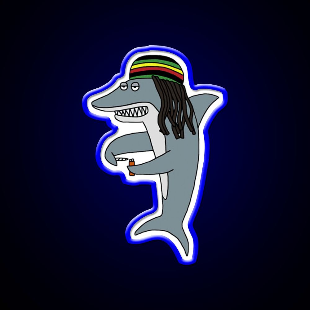Reggae Shark Funny Dreadlock Rasta Hemp Inspired Green Leaf Led Neon Sign Rgb Color - Shineneon