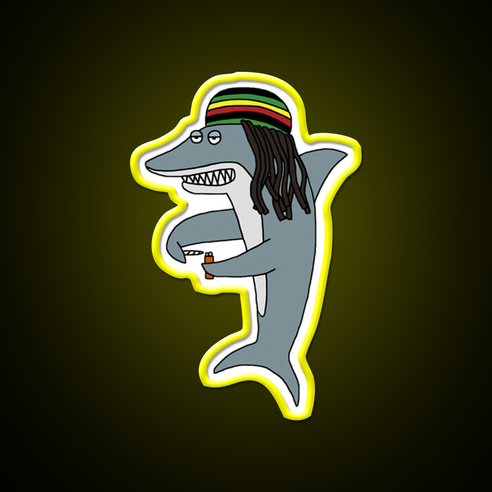 Reggae Shark Funny Dreadlock Rasta Hemp Inspired Green Leaf Led Neon Sign Rgb Color - LED neon sign view 7