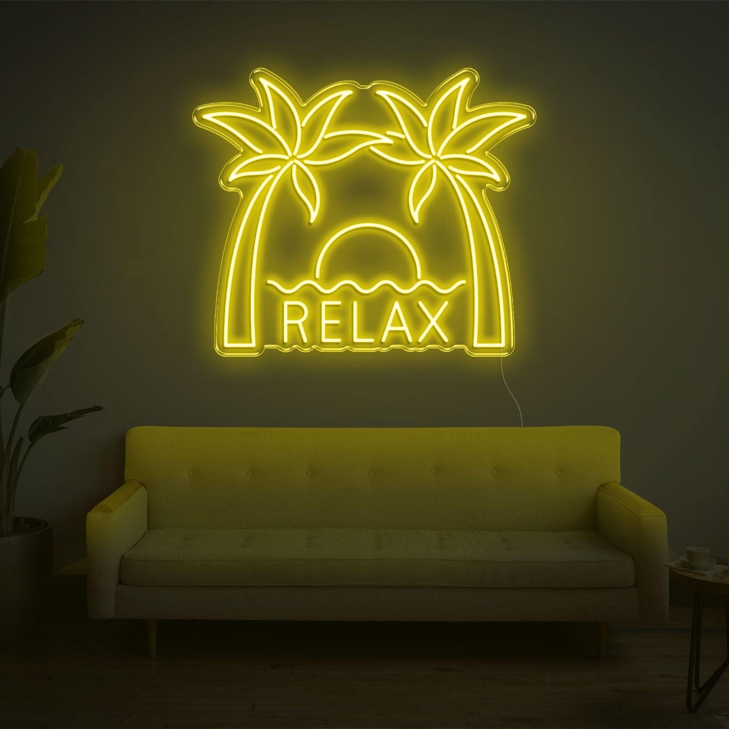 Relax Palm Sunset Led Neon Sign With Vibrant Yellow Glow For Indoor Wall Decor | Shineneon