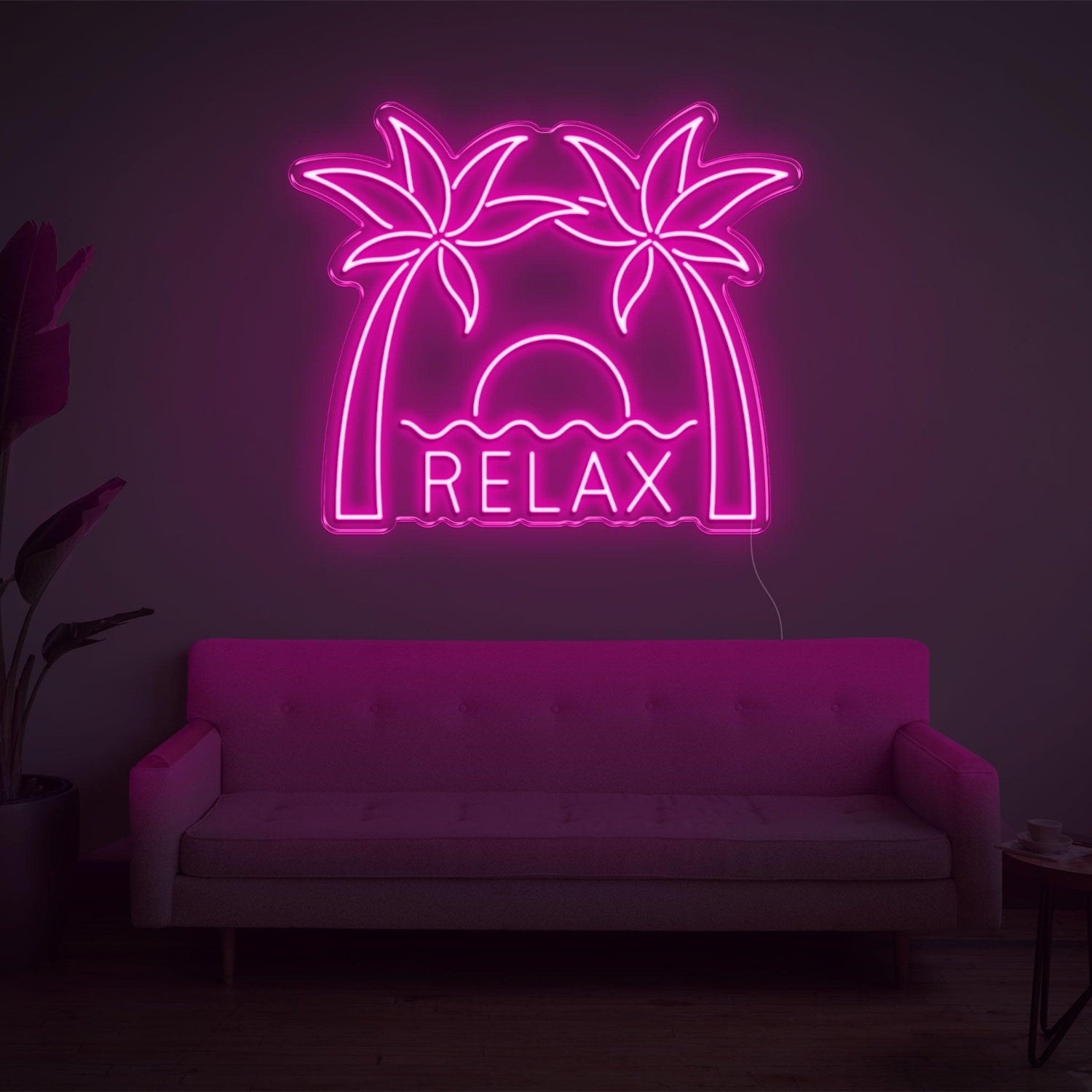 Relax Palm Sunset Led Neon Sign With Vibrant Yellow Glow For Indoor Wall Decor | Shineneon