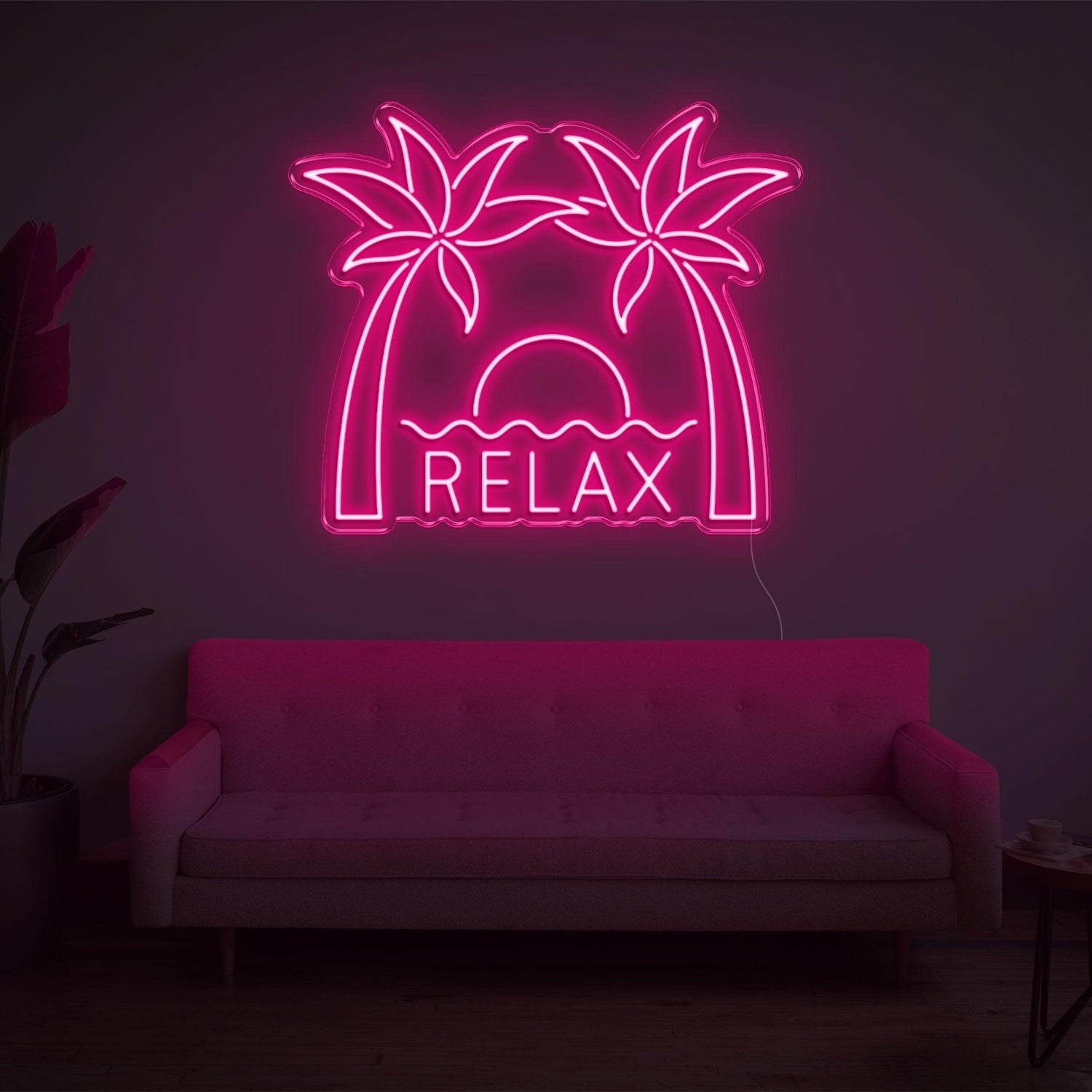 Relax Palm Sunset Led Neon Sign With Vibrant Yellow Glow For Indoor Wall Decor | Shineneon