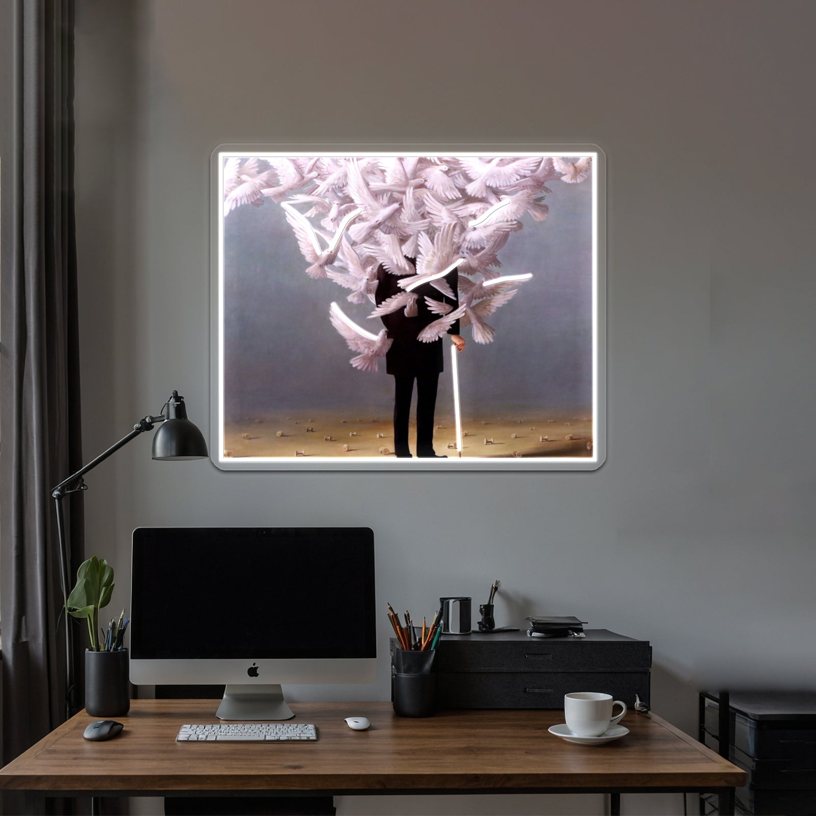 Ren Magritte Art High Quality Art Print Wall Artwork Neon Signs | Shineneon