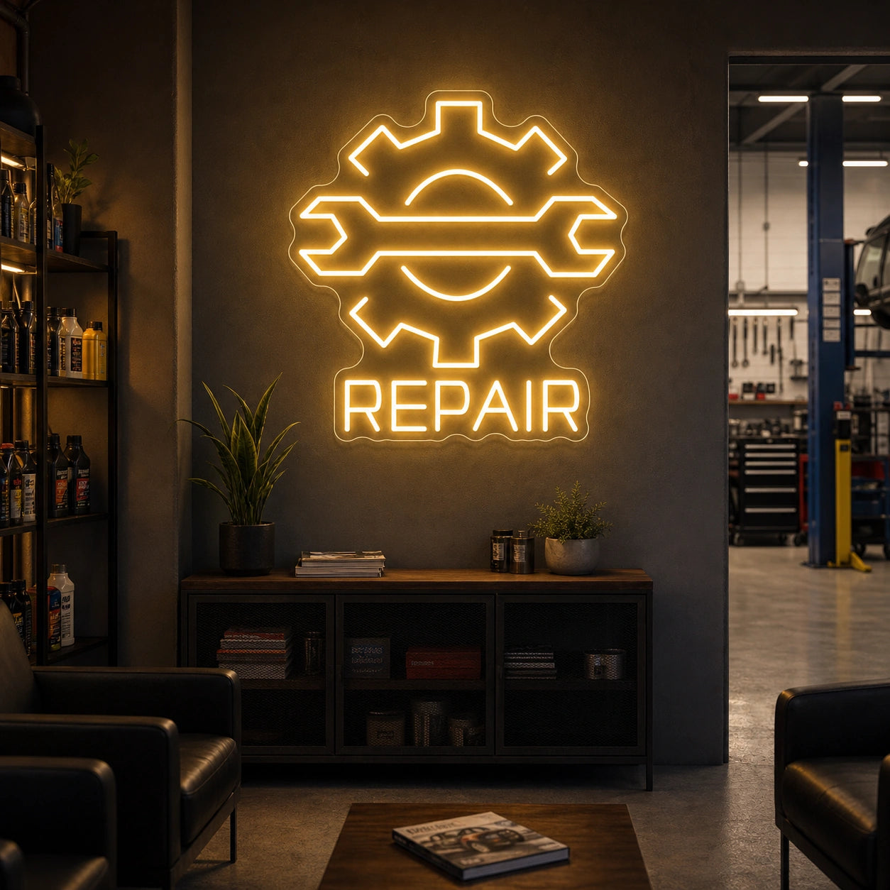 Repair LED Neon Sign Garage Man Cave Neon Sign real lifestyle scene