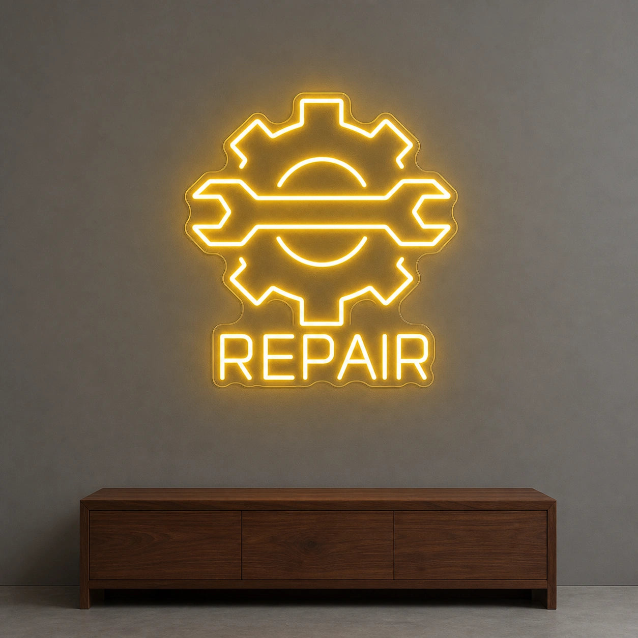Repair Wrench And Gear LED Neon Sign Garage Man Cave Neon Sign size image
