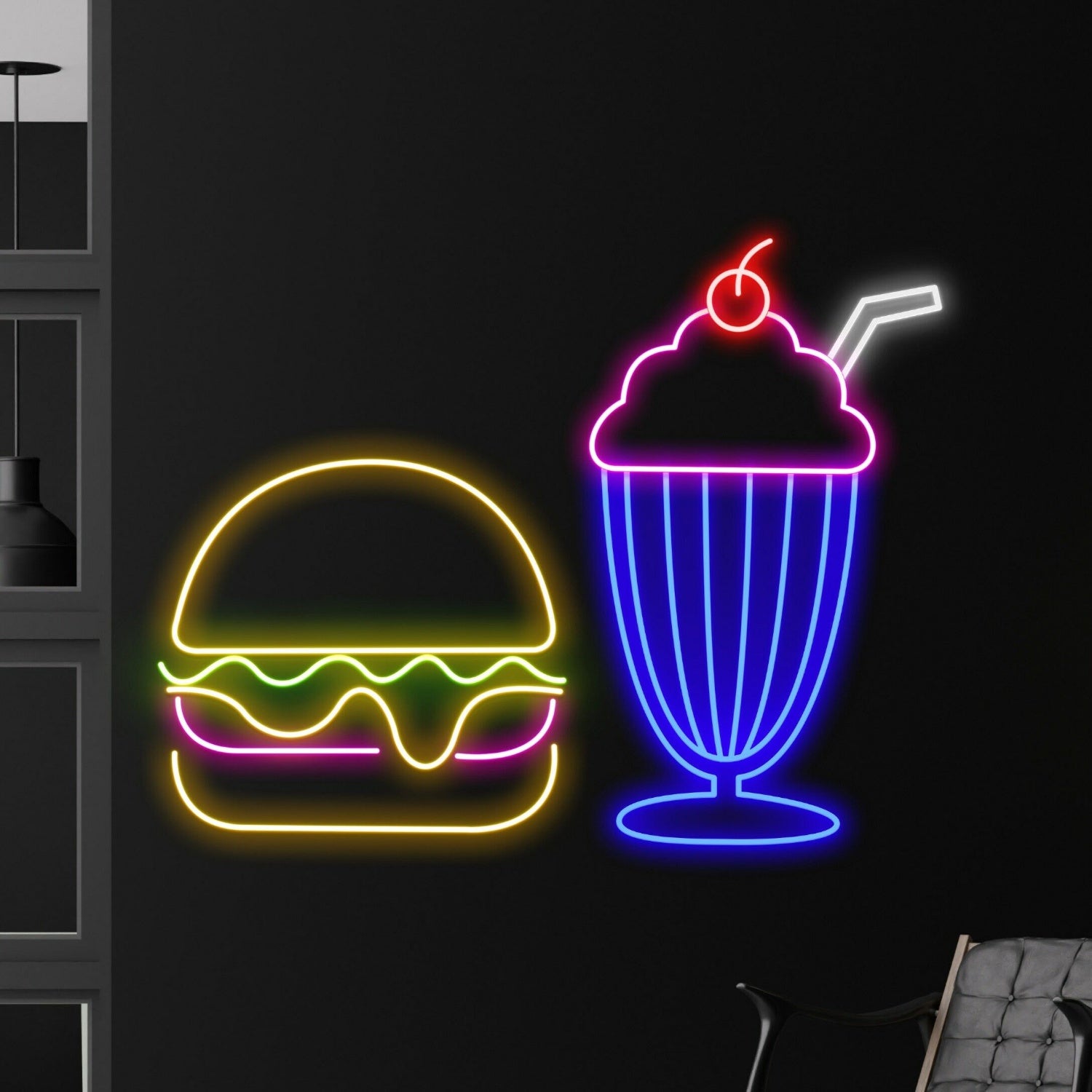 Restaurant Bar Or Kitchen The Burger And Shake Led Neon Sign | Shineneon