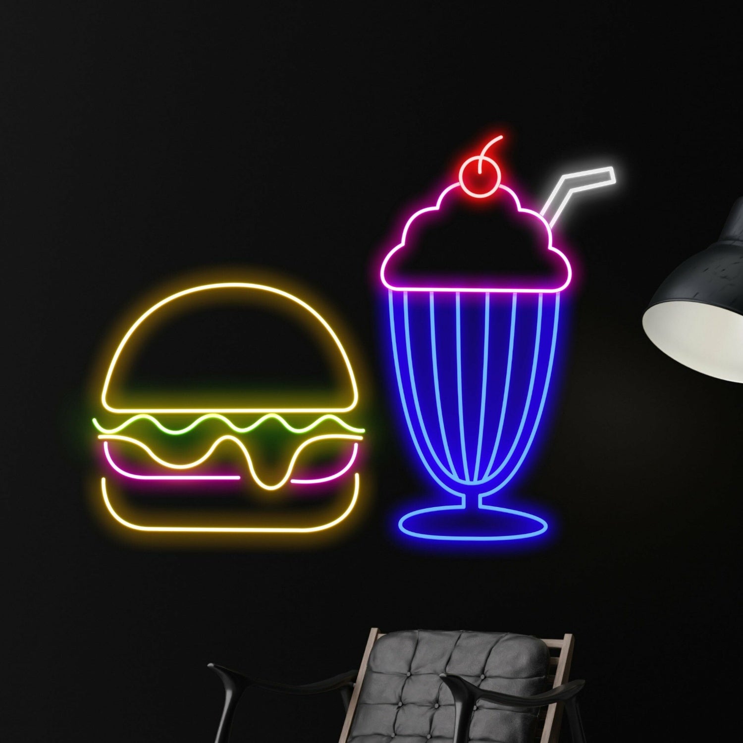Restaurant Bar Or Kitchen The Burger And Shake Led Neon Sign | Shineneon